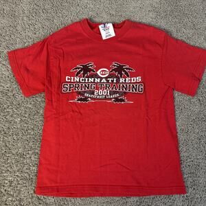 Vintage Cincinnati Reds Shirt Boys M Red MLB Spring Training 2001 Logo Athletic